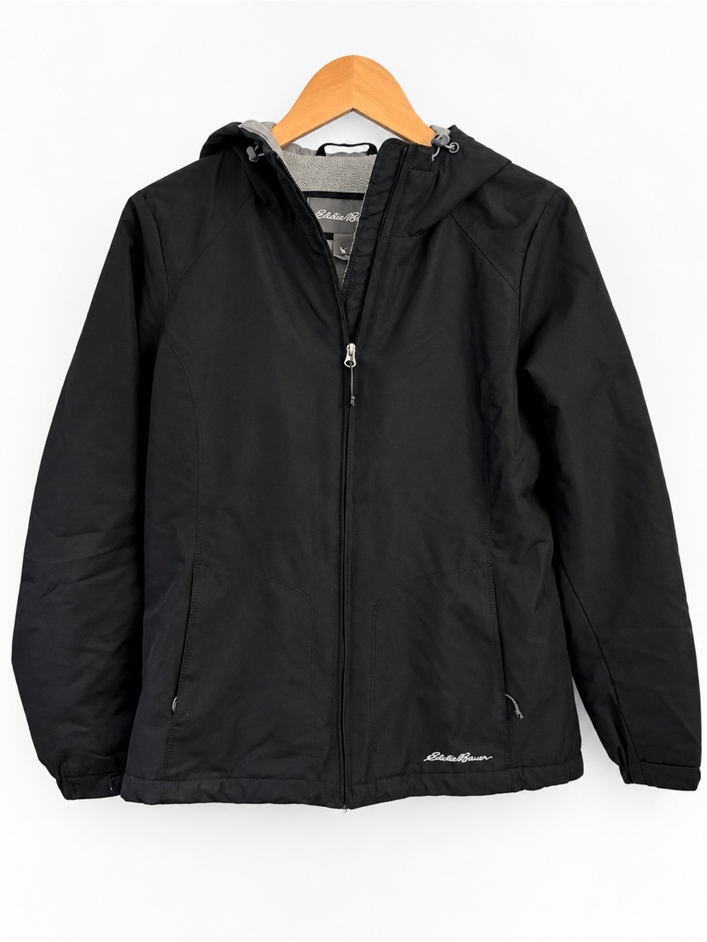 Eddie Bauer Women’s M Black Hooded Fleece-Lined Jacket